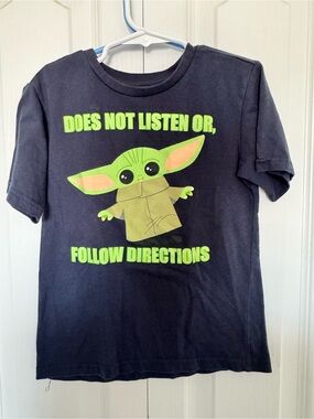 Star Wars Grogu Kids Black Graphic Tee with Green Character Size 6